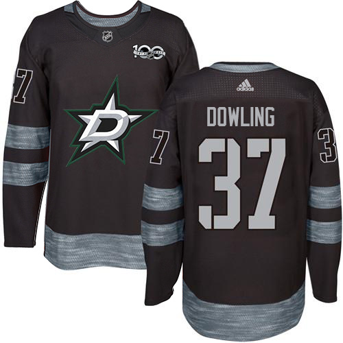 Adidas Men Dallas Stars 37 Justin Dowling Black 1917-2017 100th Anniversary Stitched NHL Jersey